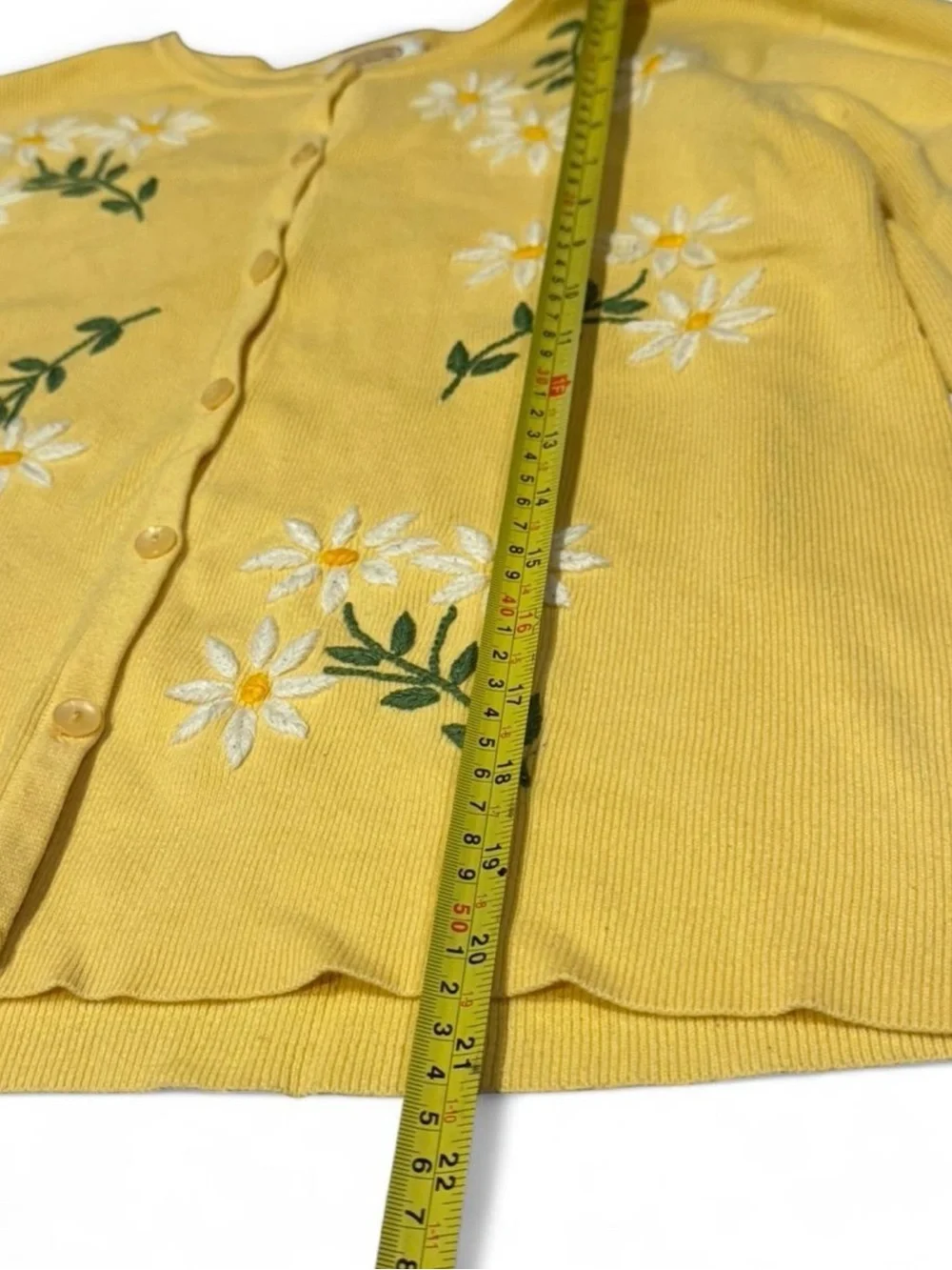 Vintage Talbots Cottagecore Daisy Embroidered Cotton Cardigan M - Picture 6 of 7